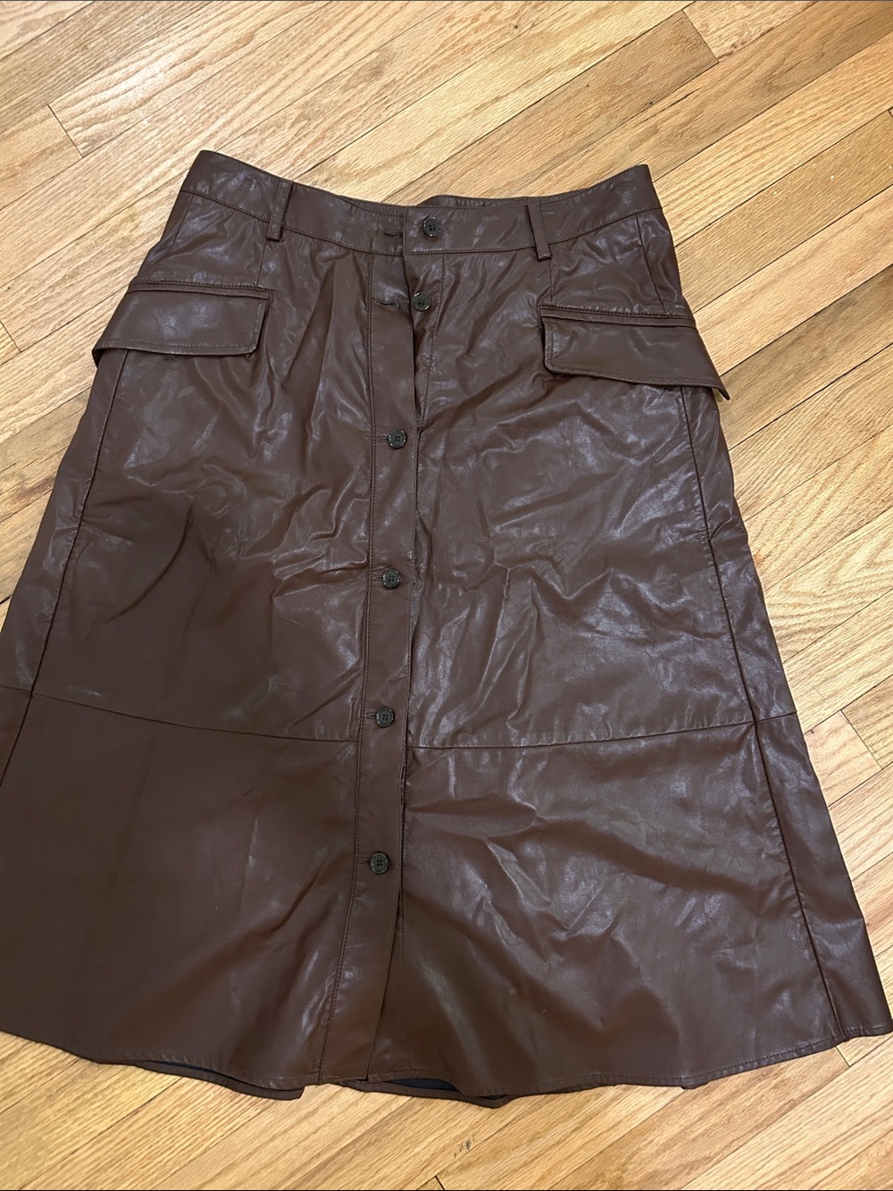 Banana Republic Chocolate Brown Button-Front A-Line Skirt